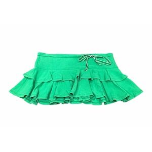 Vtg 90s Y2K Abercrombie & Fitch Ruffle Micro Mini Skirt Green XS Coquette Preppy